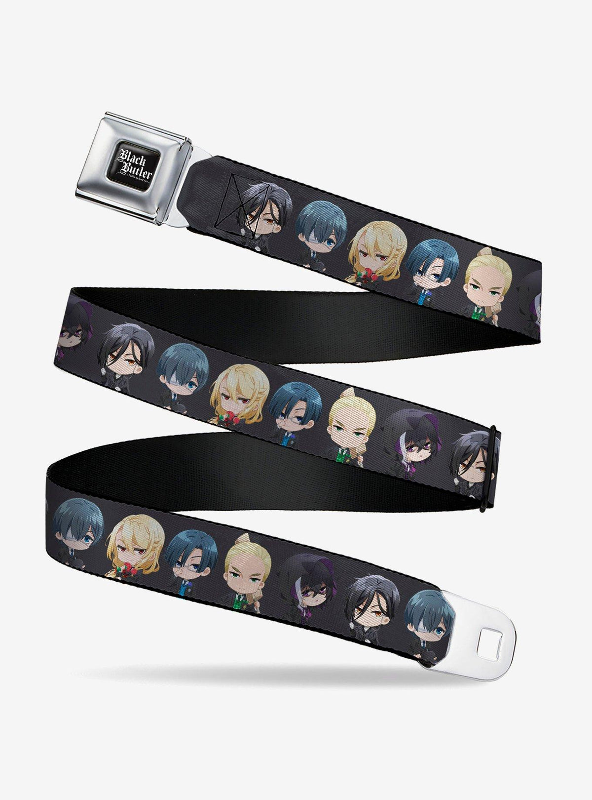 Cinturón juvenil negro Black Butler con seis personajes chibi