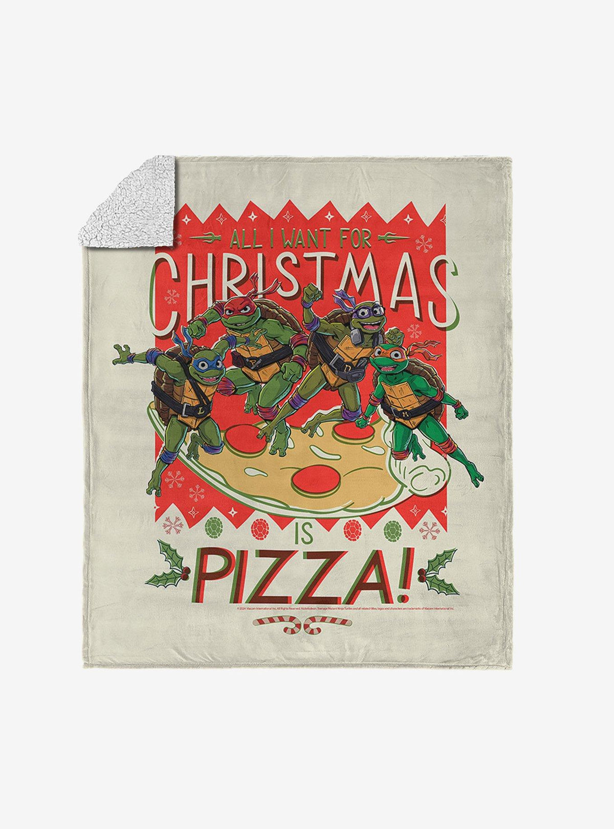 Manta Sherpa Teenage Mutant Ninja Turtles: Pizza navideña