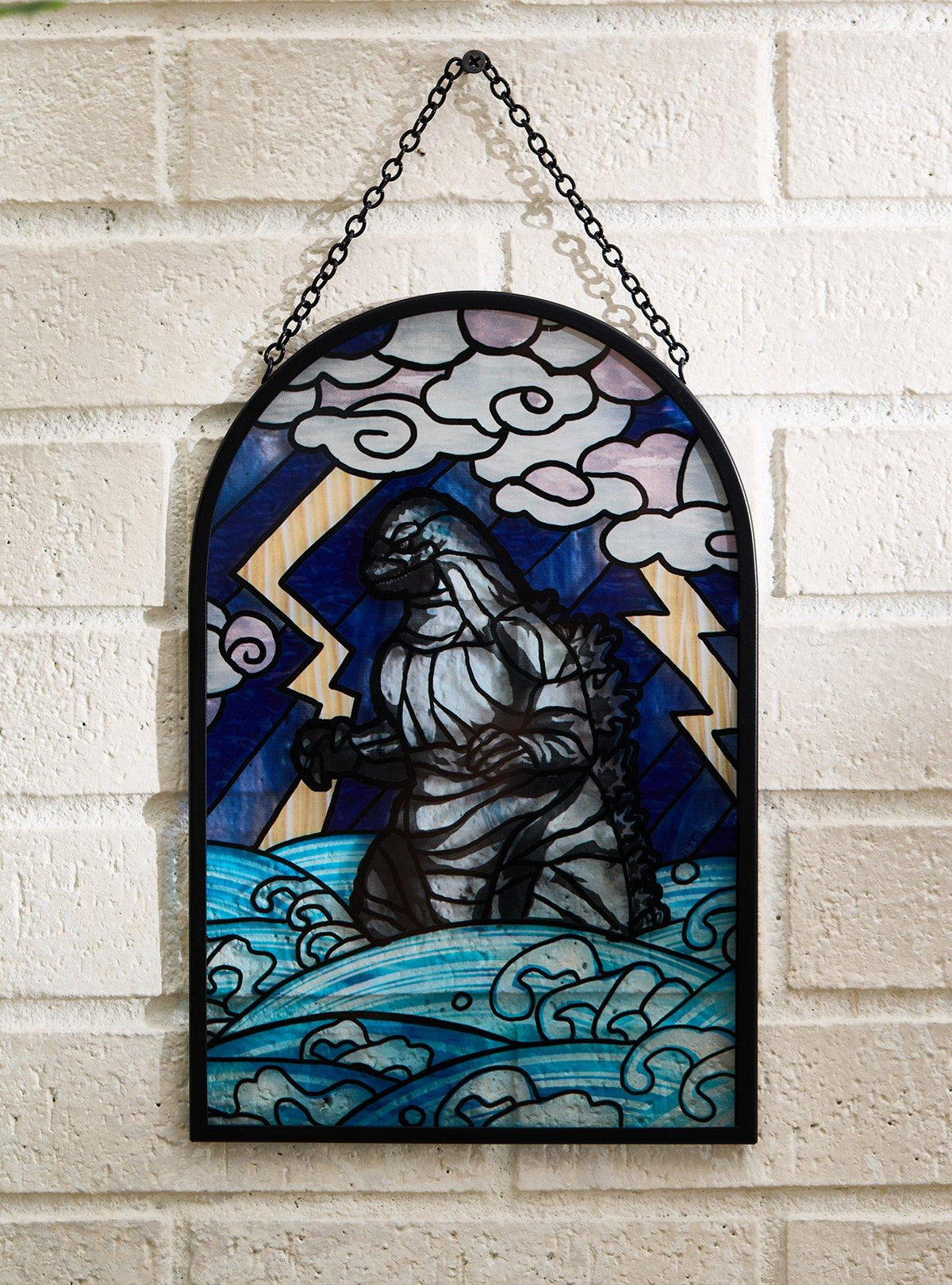 Cuadro de vidrio estilo vitral de Godzilla