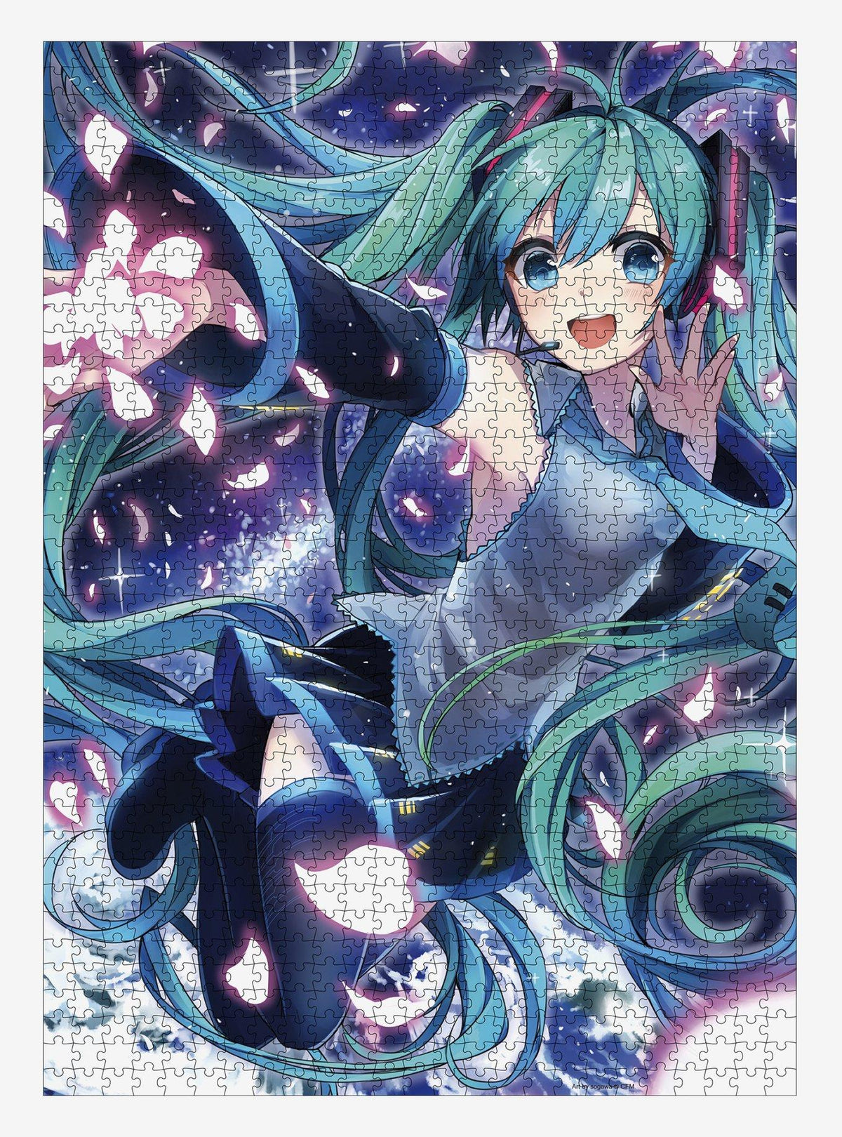 Puzzle de Hatsune Miku entre pétalos