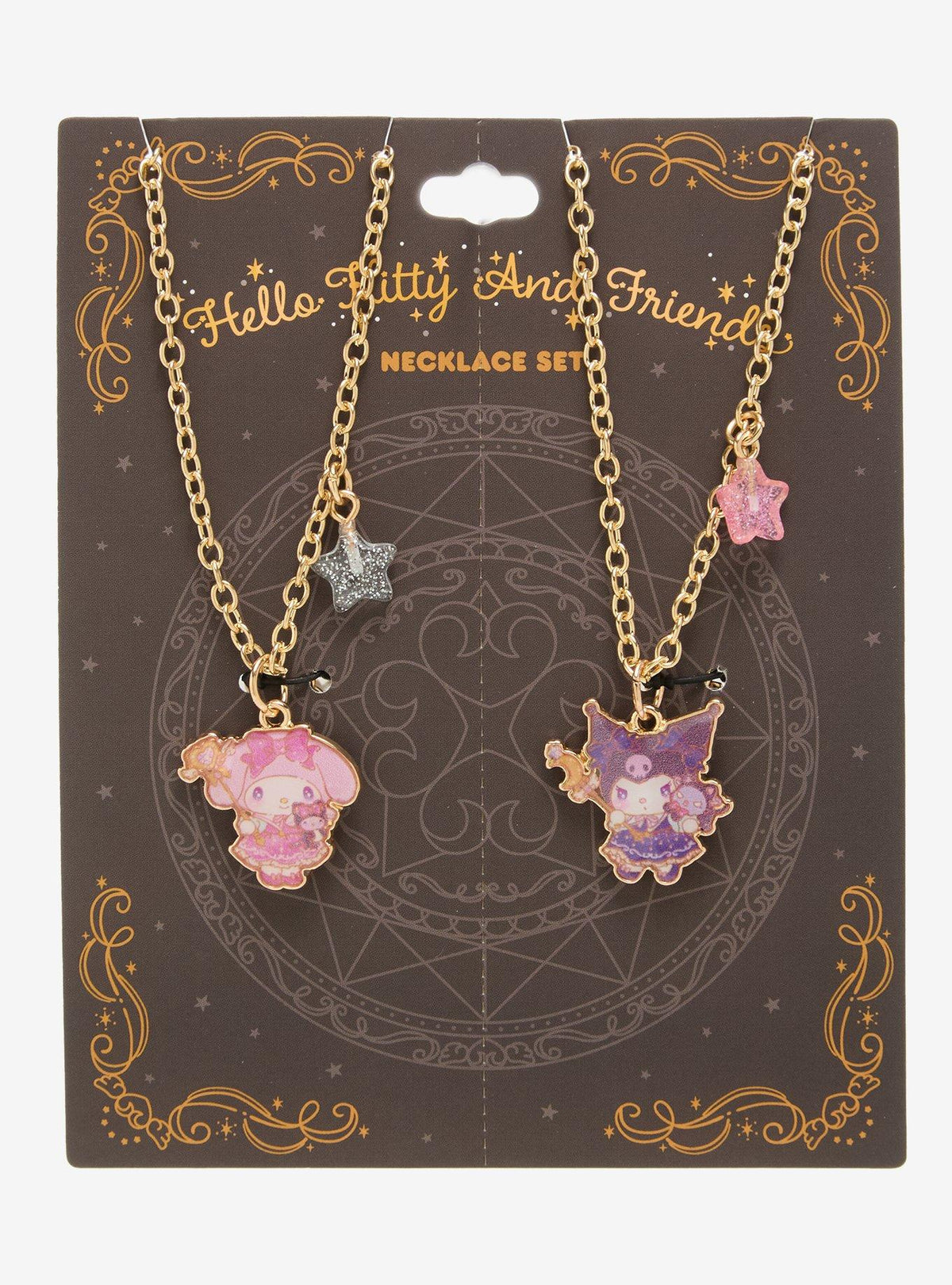 Set de collares Kuromi y My Melody con varitas