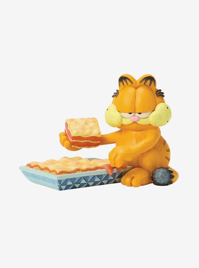 Figura de Garfield con una porción de lasaña
