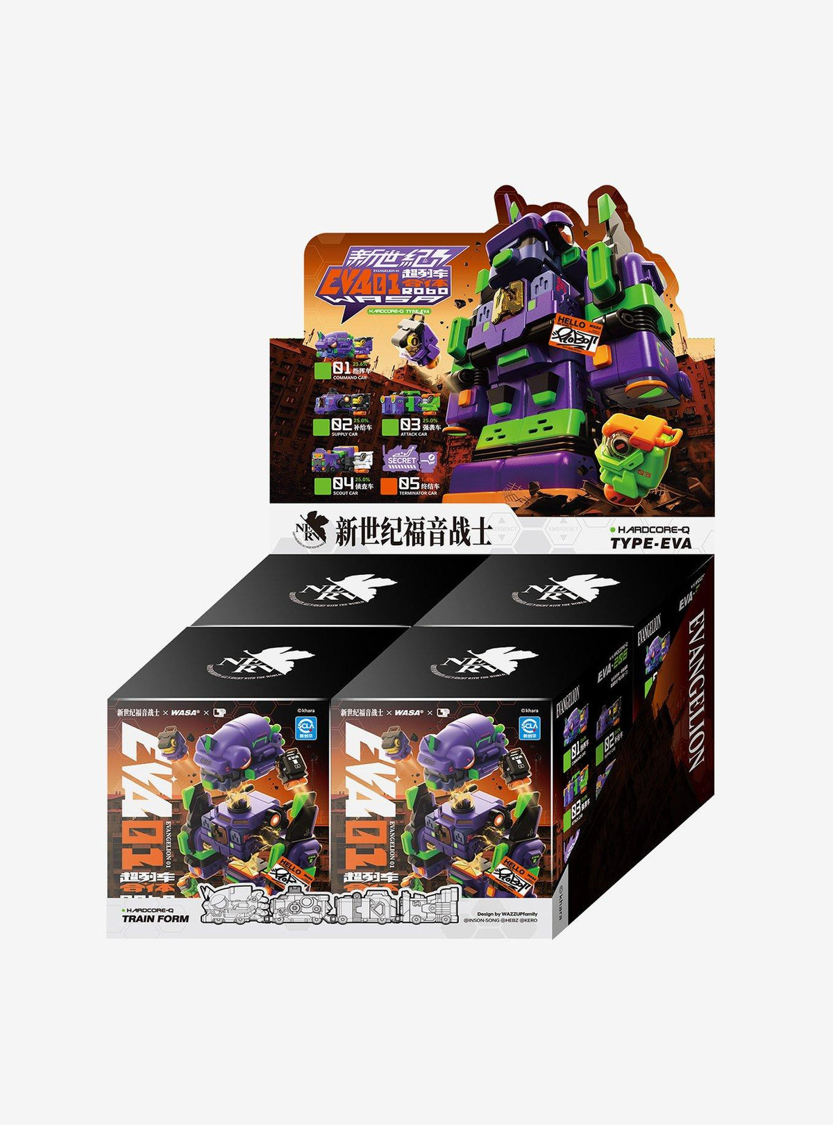 Figura robot tren EVA206 de Evangelion x WASA, caja sorpresa