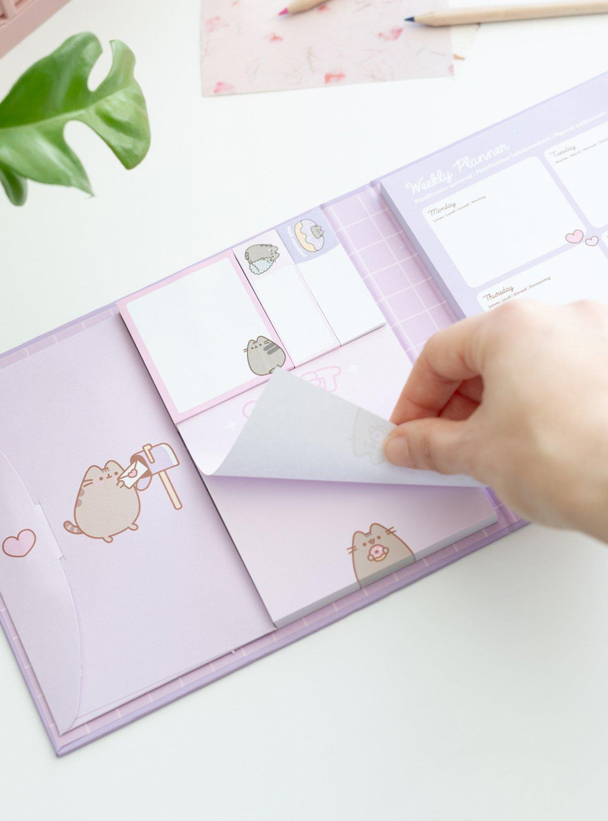 Agenda semanal Pusheen Moments con notas adhesivas