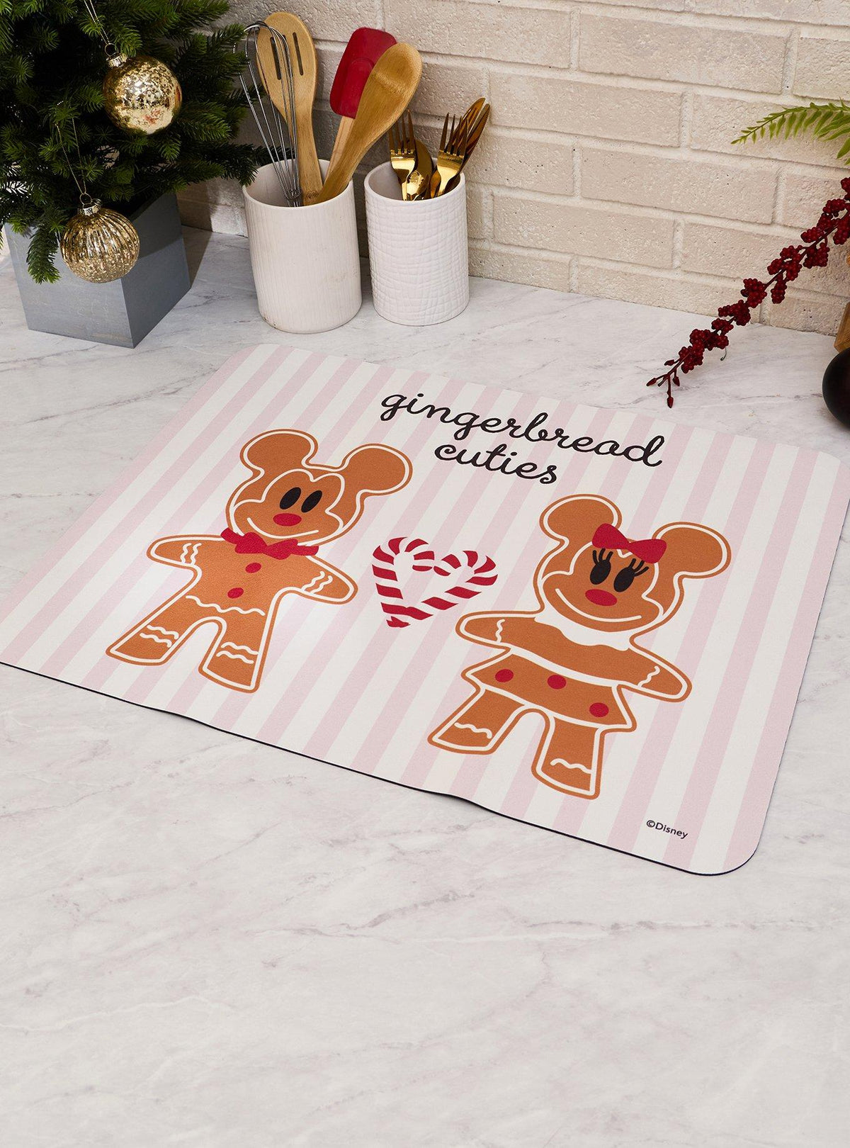 Alfombrilla secaplatos de Mickey y Minnie de jengibre