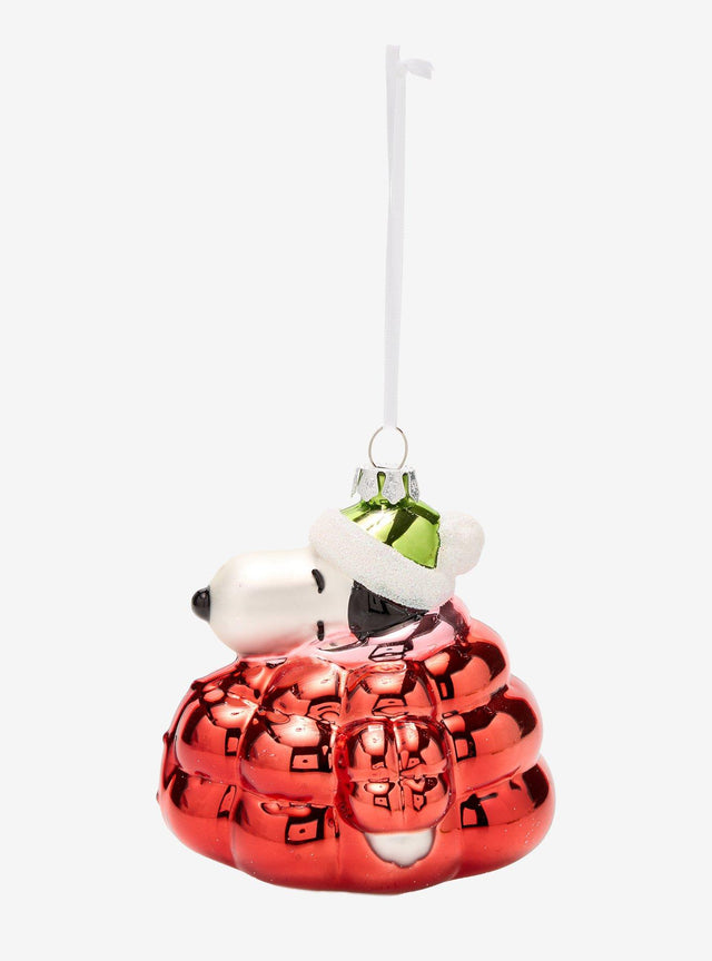 Adorno de vidrio de Snoopy con chaqueta acolchada