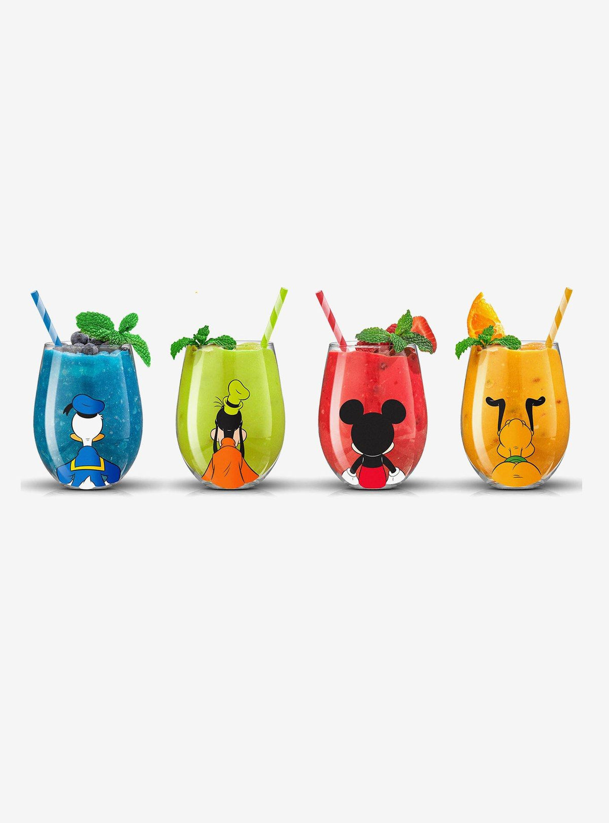 Set de 4 vasos de vidrio Disney Mickey Mouse y amigos