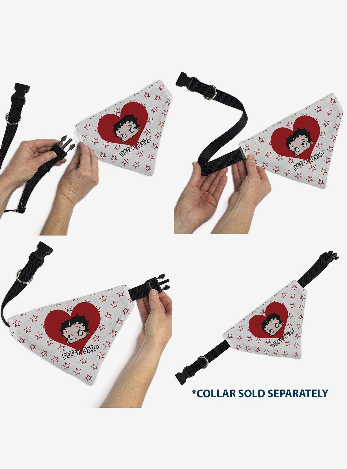 Bandana roja para mascota Betty Boop con corazón y estrellas