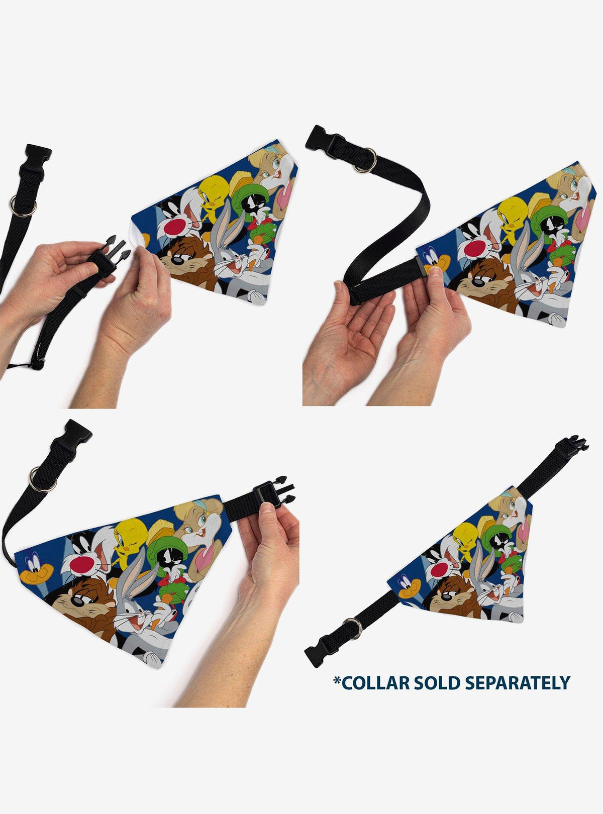 Bandana Looney Tunes para mascota con personajes apilados