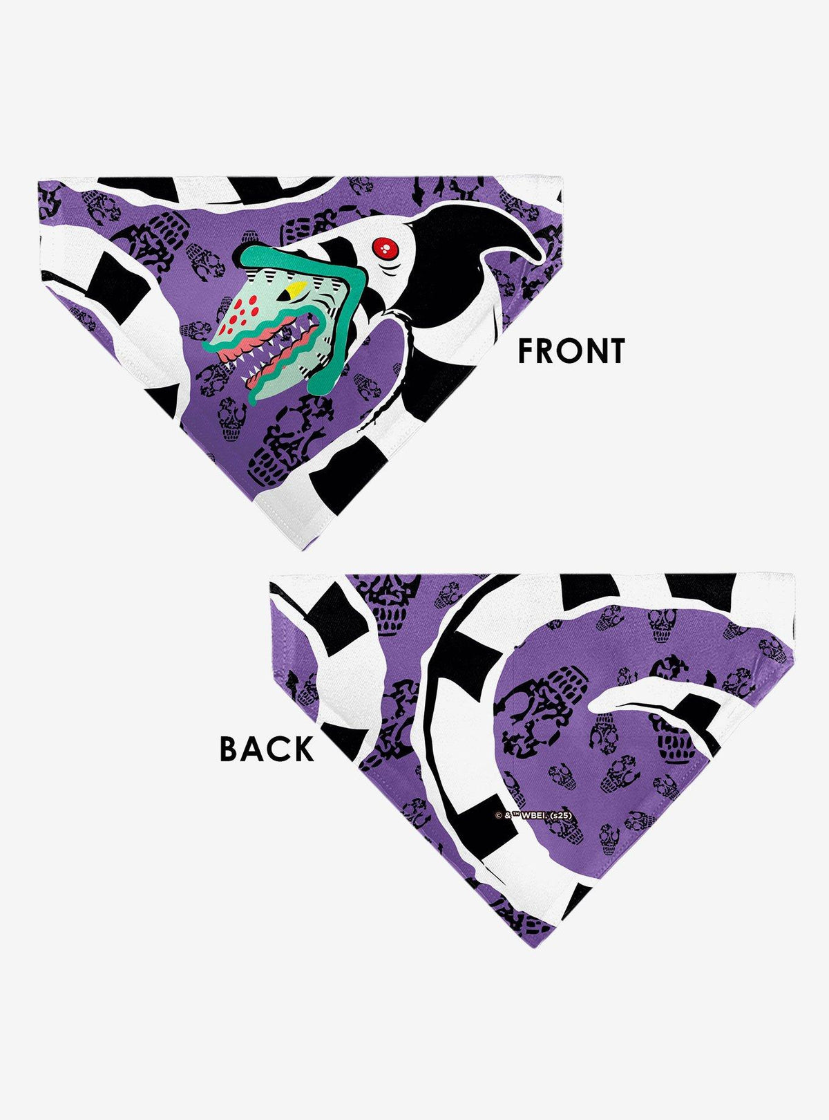 Bandana para mascota Beetlejuice con Sandworm y calaveras