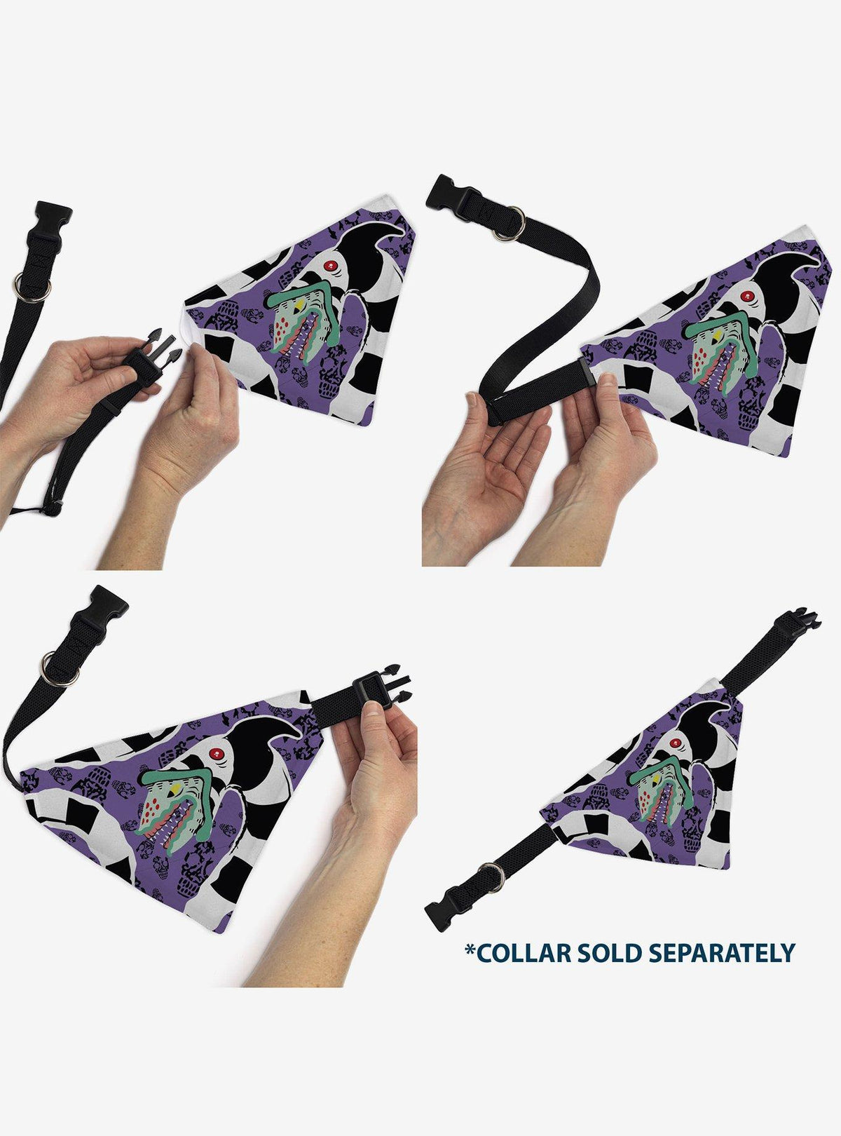 Bandana para mascota Beetlejuice con Sandworm y calaveras