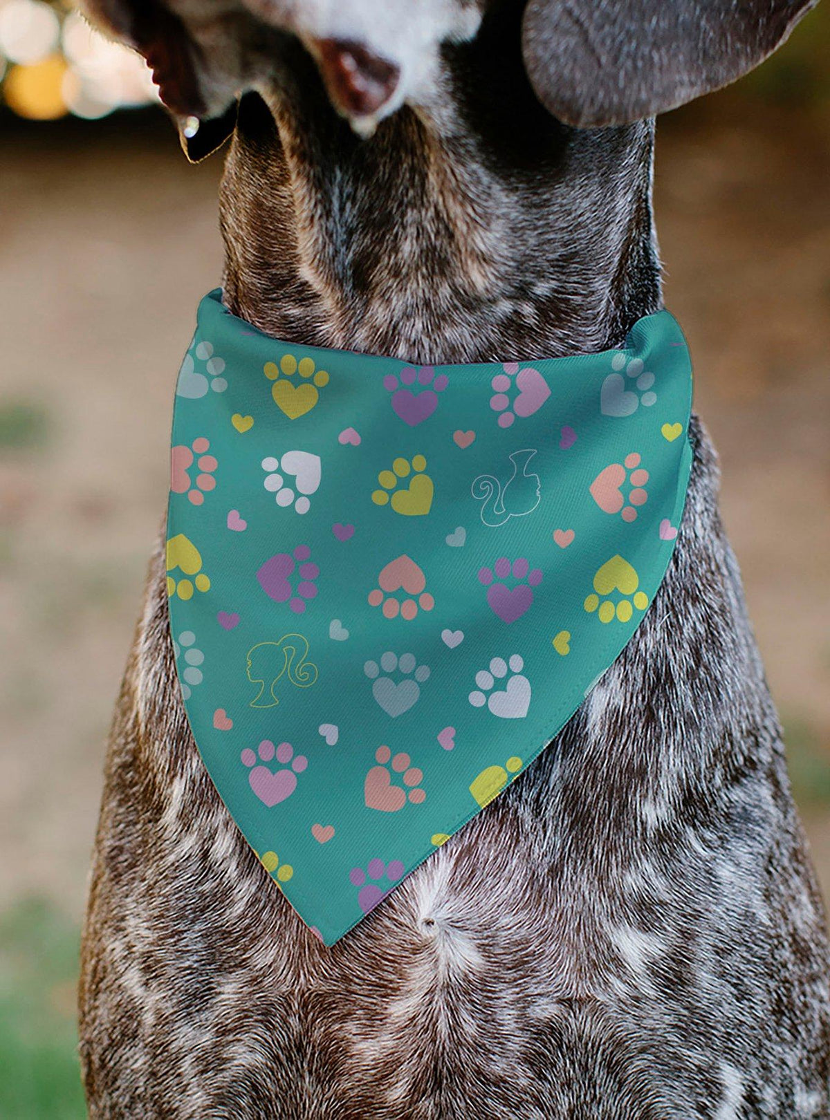 Bandana para mascota Barbie con huellas y diseño pastel