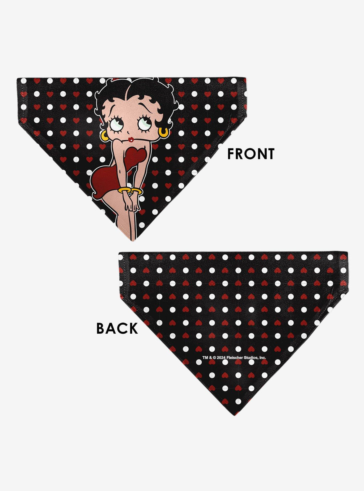 Bandana negra para mascota Betty Boop con lunares y corazón