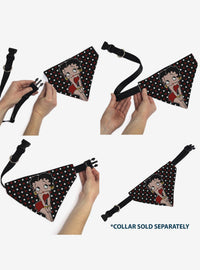 Bandana negra para mascota Betty Boop con lunares y corazón