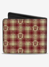 Billetera beige a cuadros con escudo Weasley - Harry Potter