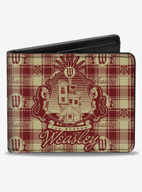 Billetera beige a cuadros con escudo Weasley - Harry Potter