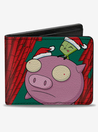 Billetera navideña Invader Zim con GIR y cerdito volador