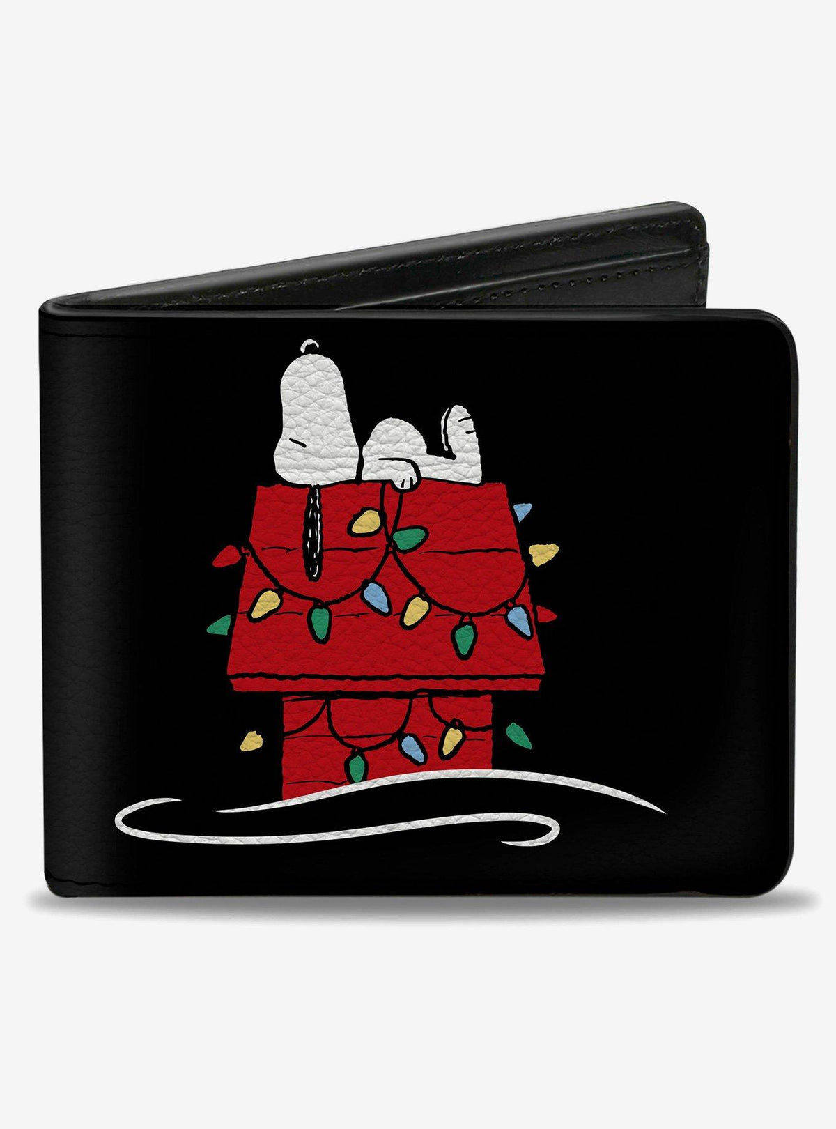 Billetera negra Peanuts con Snoopy y su casita