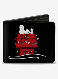 Billetera negra Peanuts con Snoopy y su casita