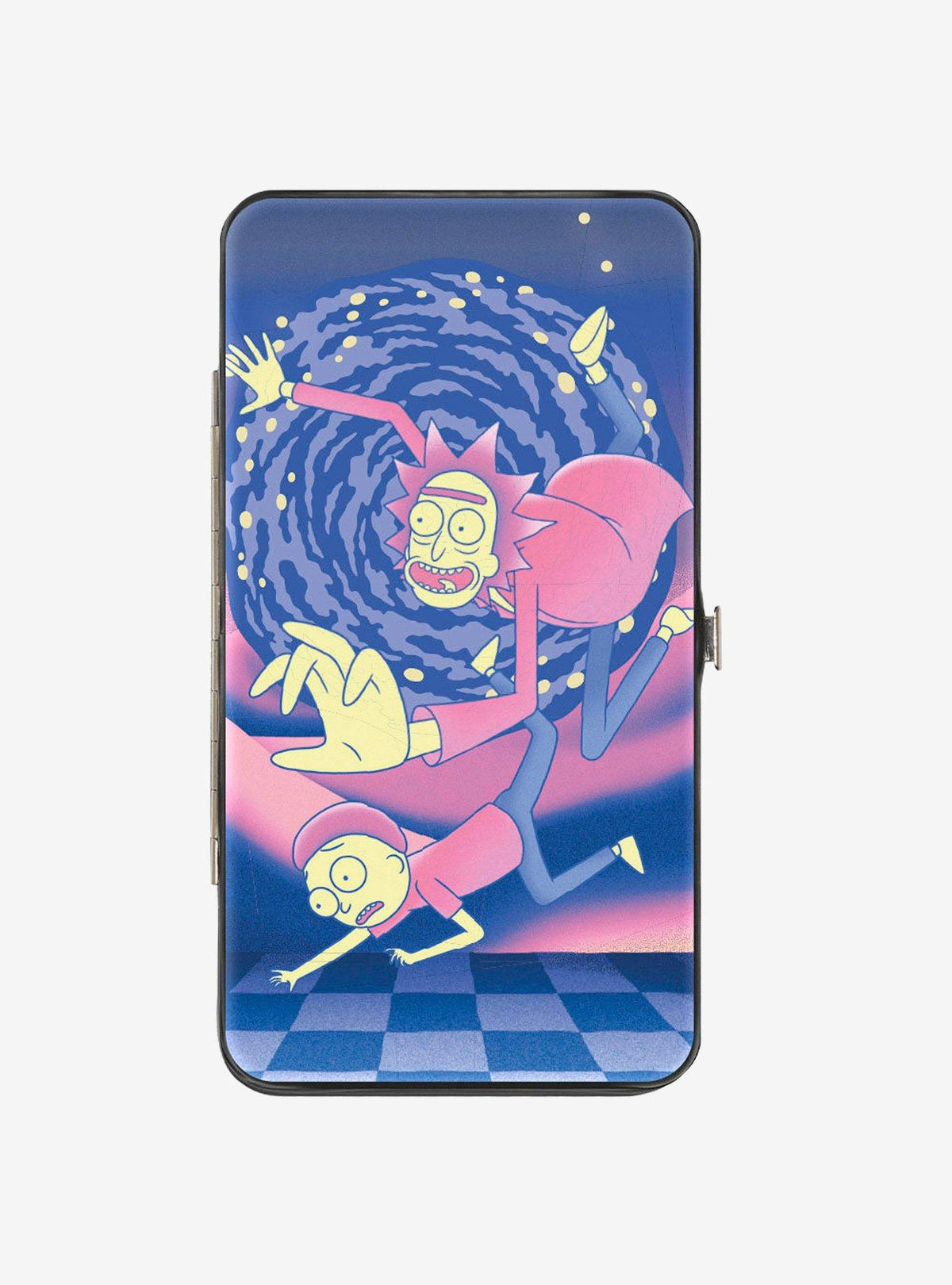 Billetera rosada Rick and Morty con diseño de portales