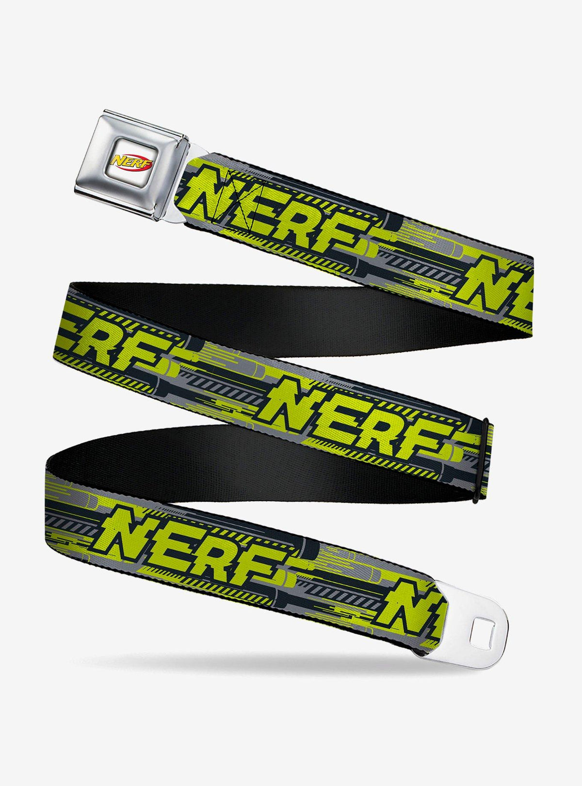 Cinturón juvenil Nerf negro con hebilla estilo cinturón de seguridad