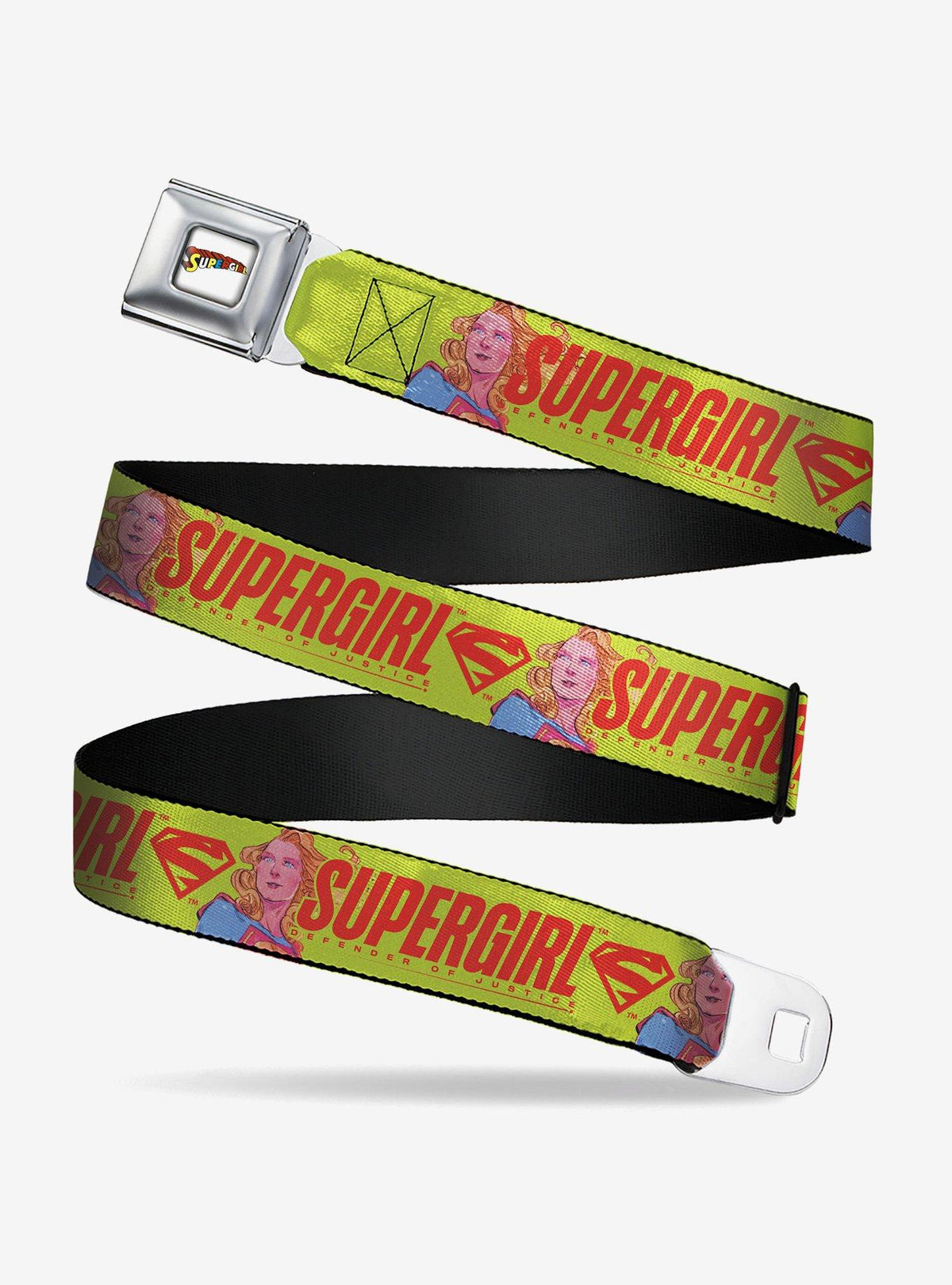 Cinturón juvenil DC Comics Supergirl con hebilla tipo cinturón de seguridad