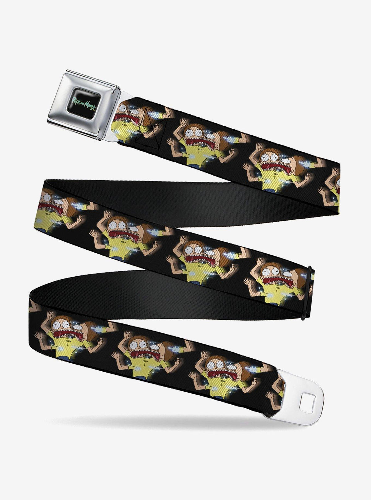 Cinturón Rick and Morty con hebilla tipo cinturón de seguridad