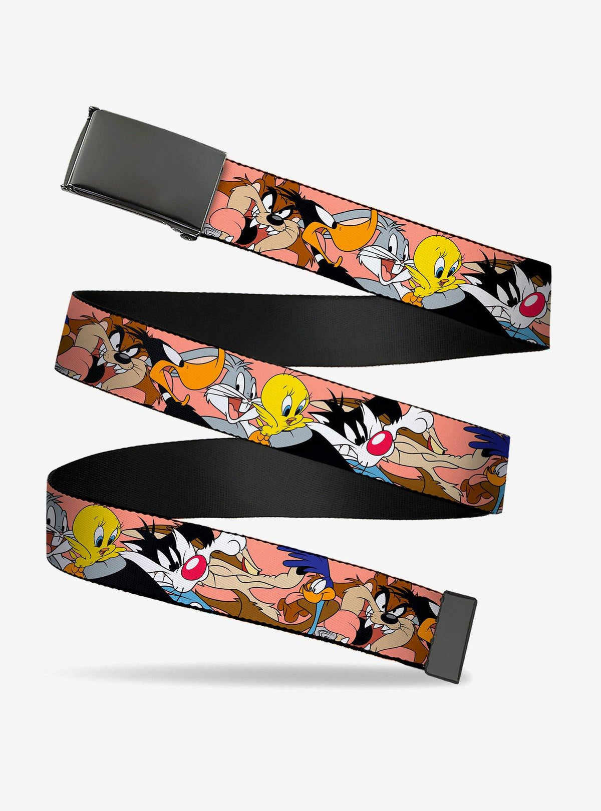Cinturón Looney Tunes durazno con 7 poses de personajes