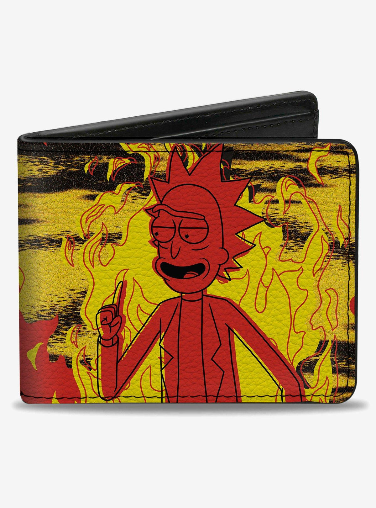 Rick and Morty: billetera roja con diseño en llamas