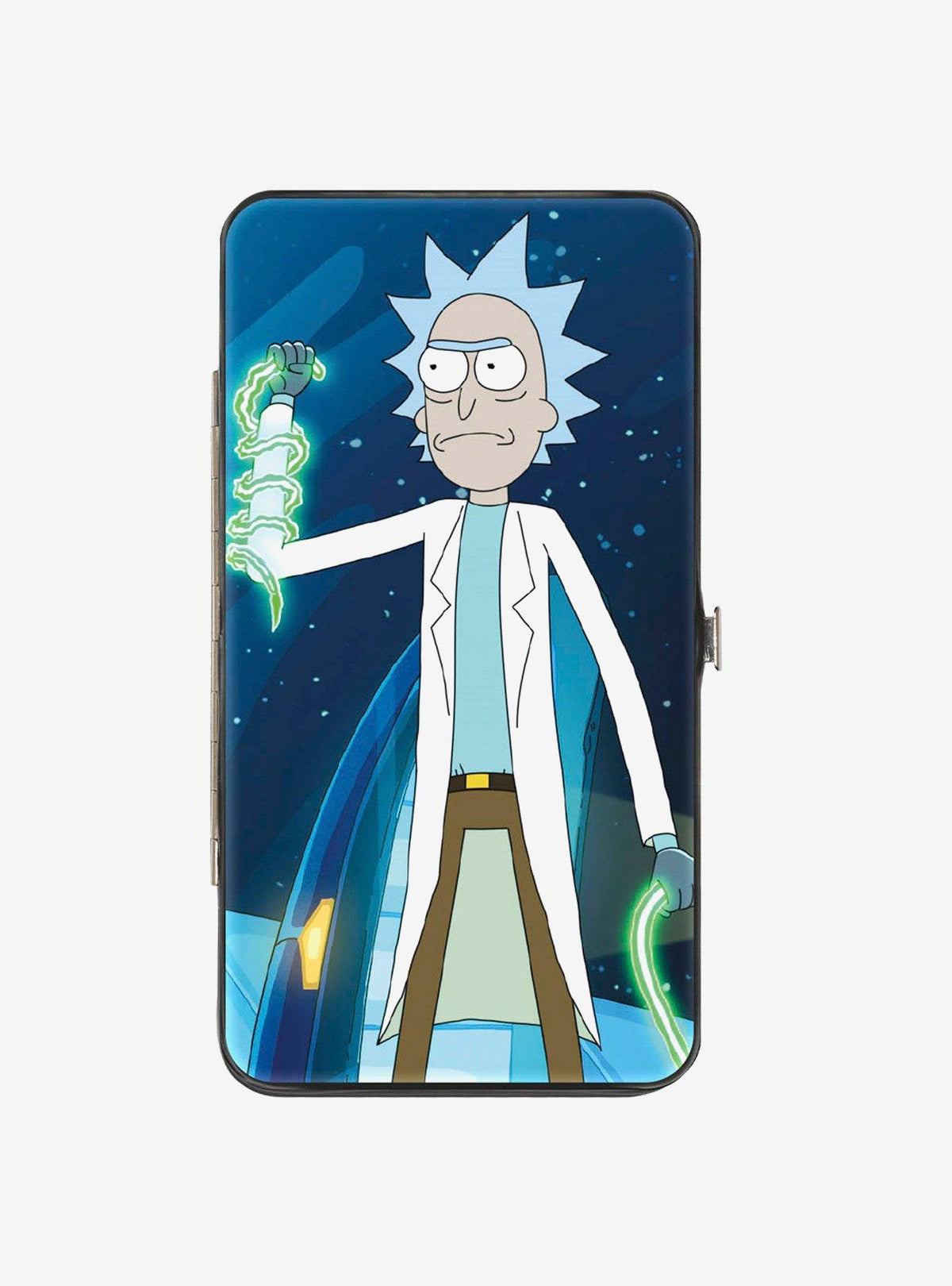 Billetera Rick and Morty con escena del crucero espacial