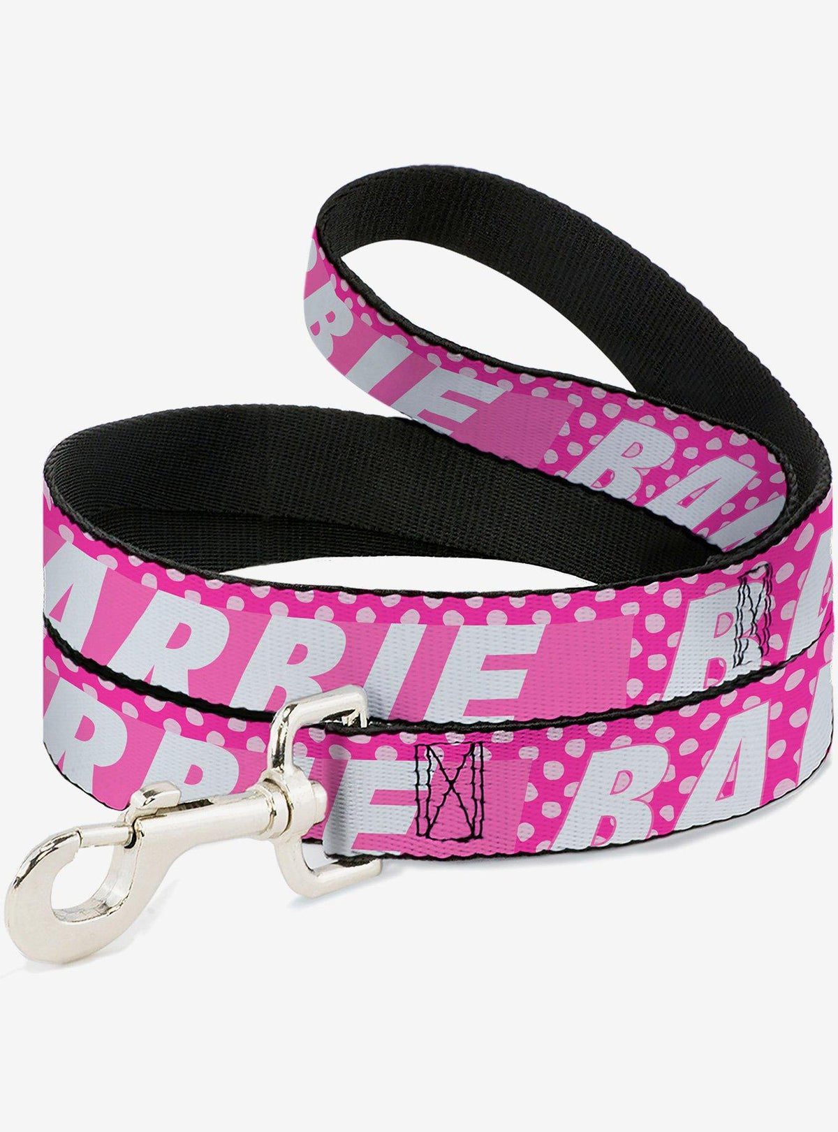 Correa blanca para perro Barbie con lunares y texto