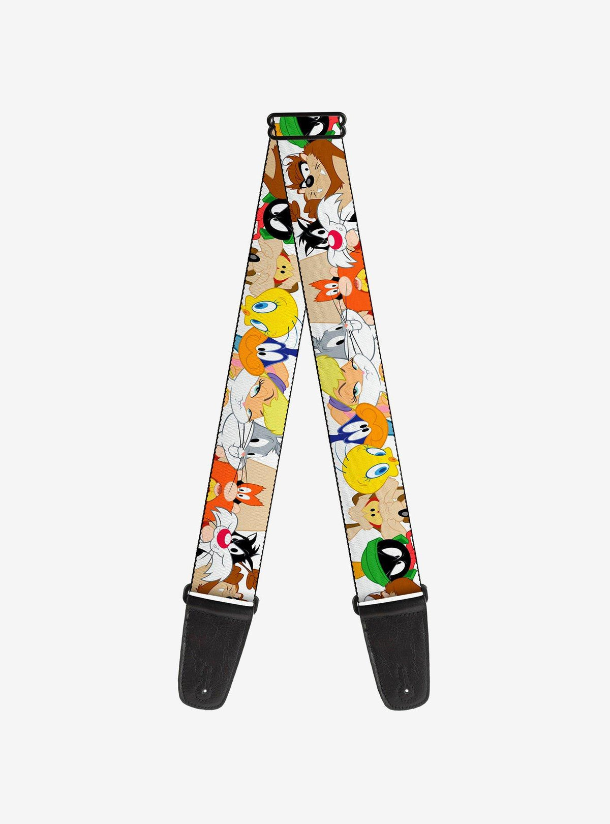 Correa blanca para guitarra Looney Tunes con 9 rostros