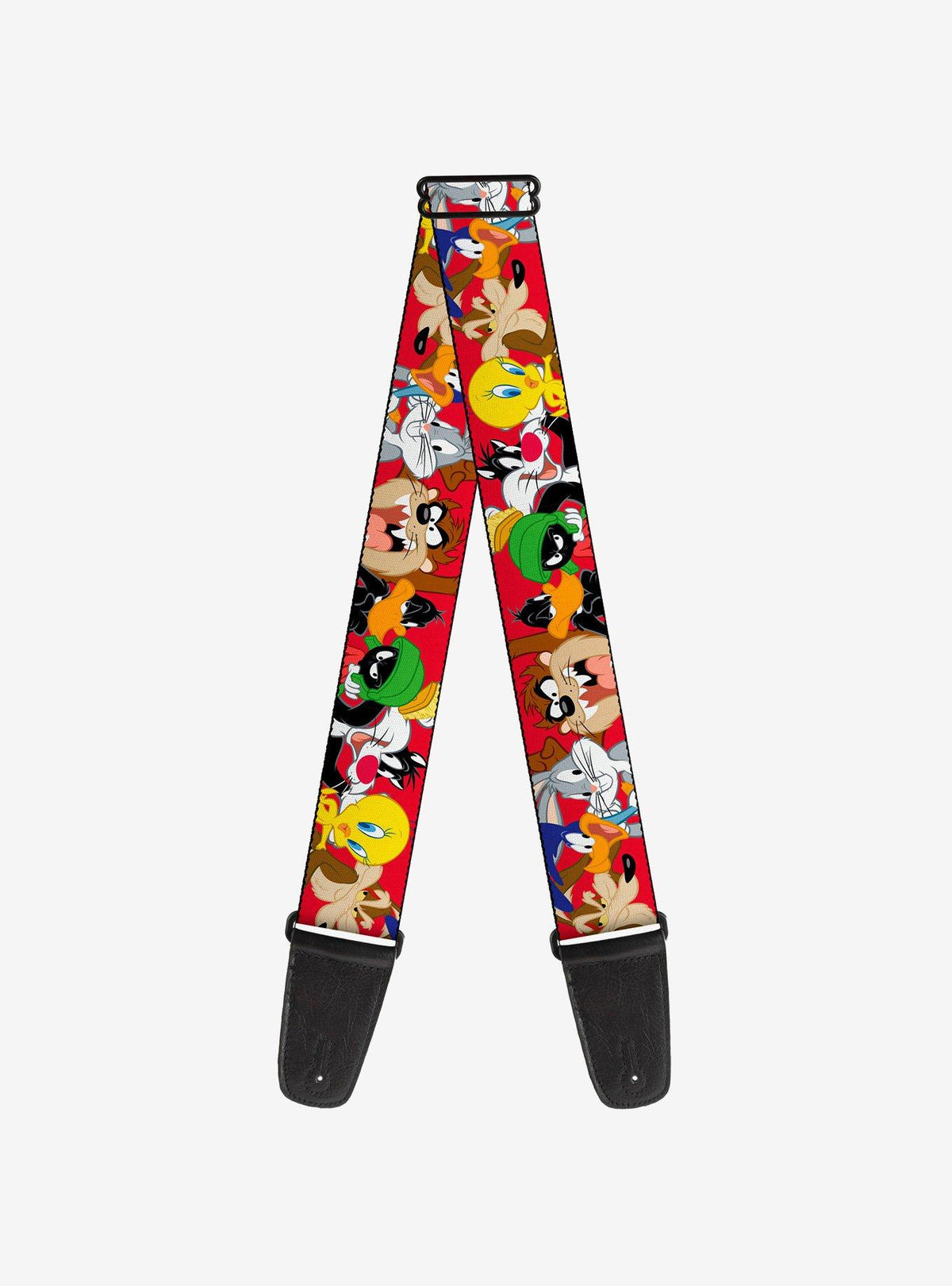 Correa roja para guitarra con 8 personajes Looney Tunes