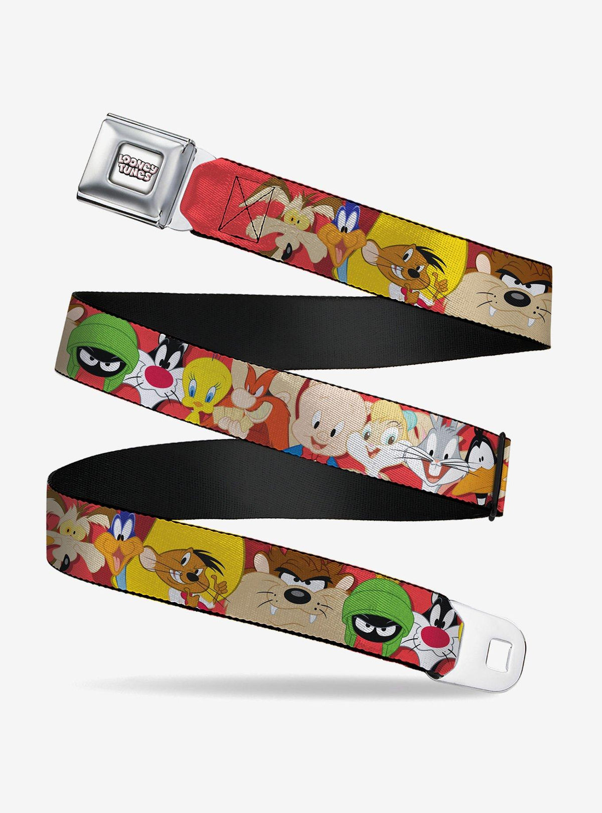 Cinturón rojo Looney Tunes con hebilla tipo cinturón de seguridad