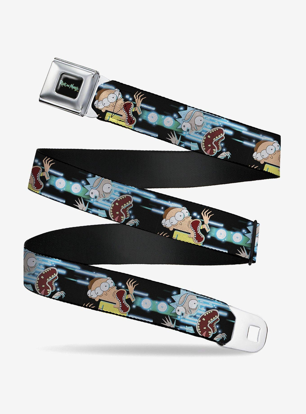 Cinturón Rick and Morty con hebilla tipo cinturón de seguridad