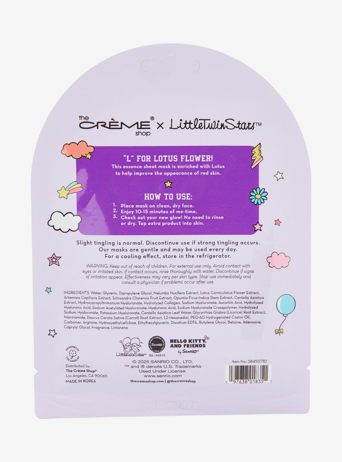 Mascarilla facial Little Twin Stars x The Crème Shop