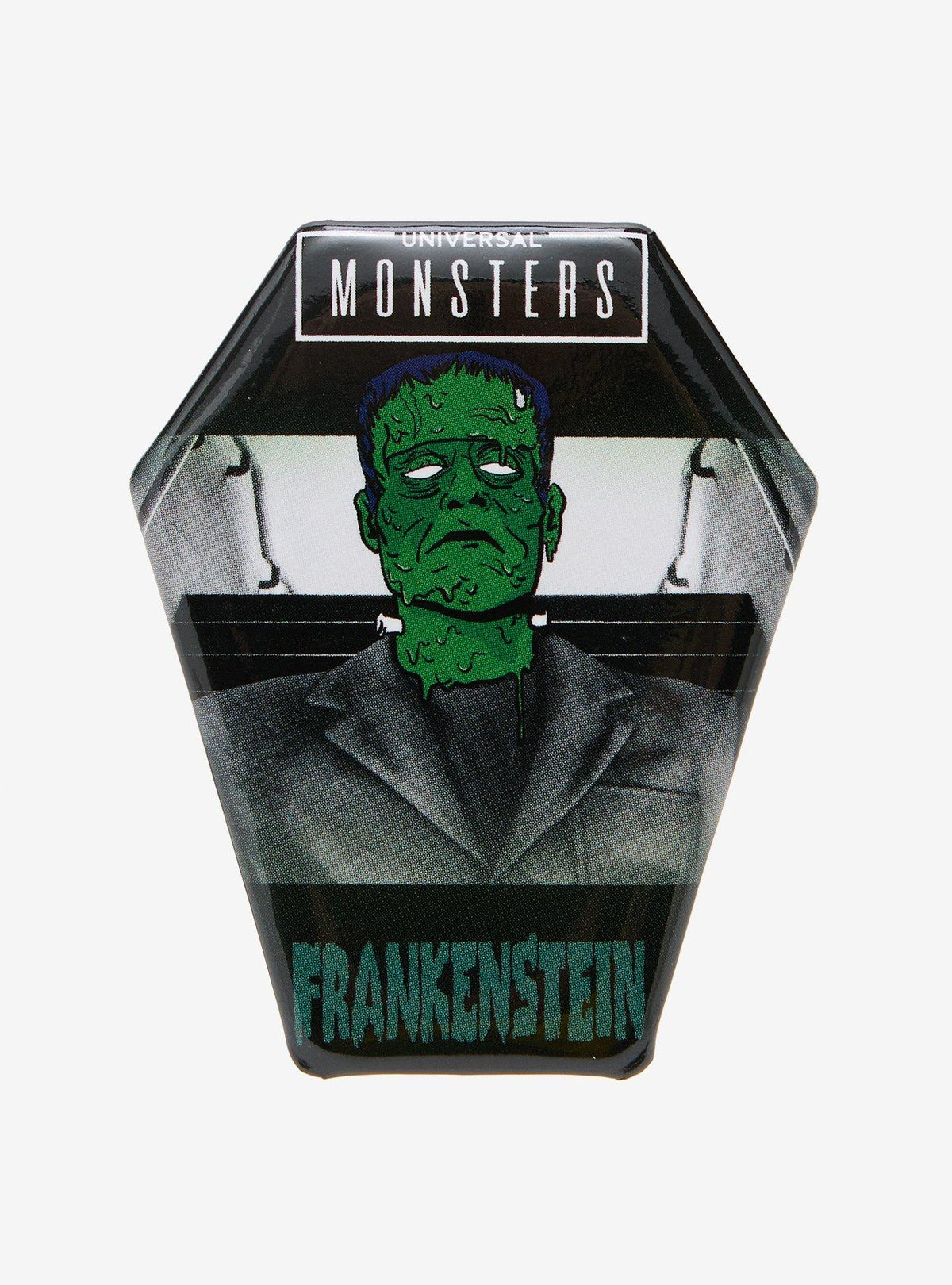 Pin de Frankenstein con forma de ataúd