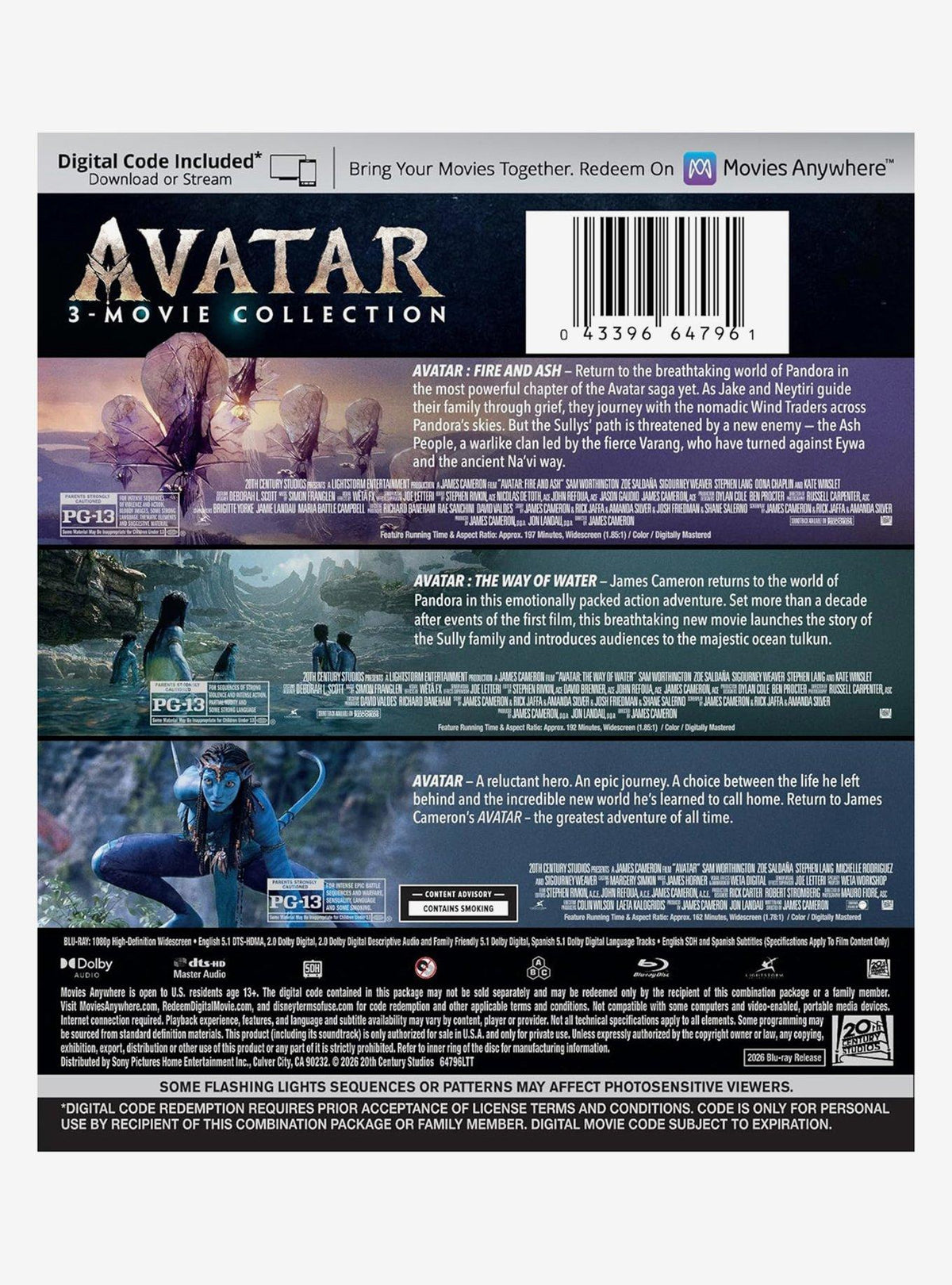 Colección de 3 películas de Avatar en Blu-ray