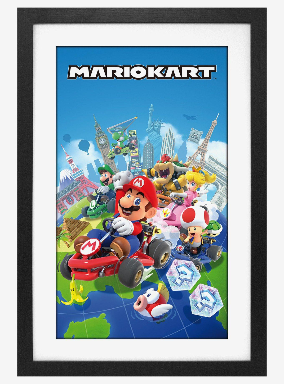 Cuadro enmarcado Mario Kart Globe 28 x 43 cm