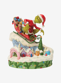 Figura grande del Grinch en trineo