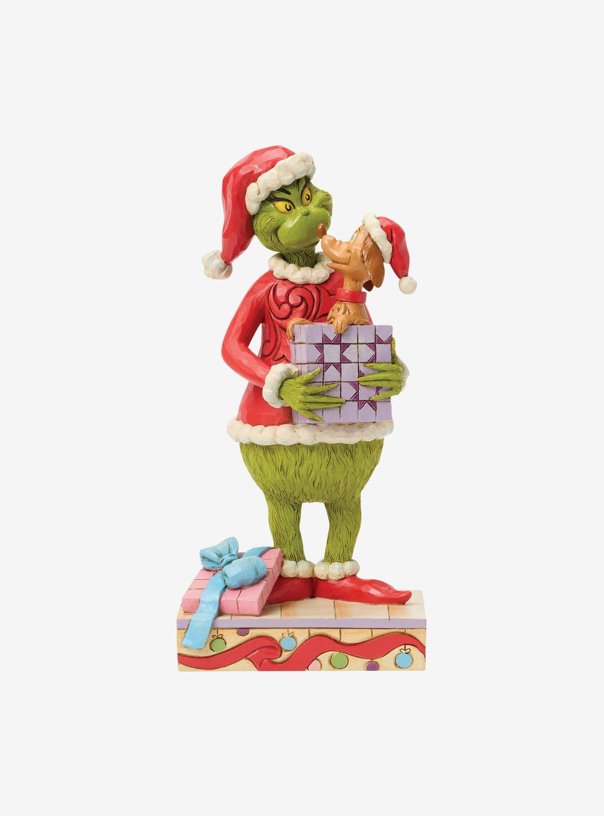 Figura del Grinch con regalo de Jim Shore