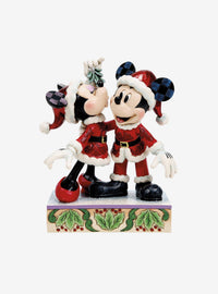 Figura Jim Shore de Mickey y Minnie bajo el muérdago