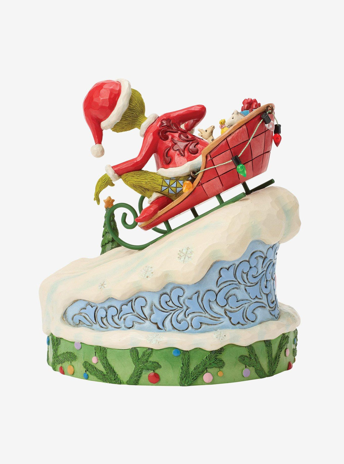 Figura grande del Grinch en trineo