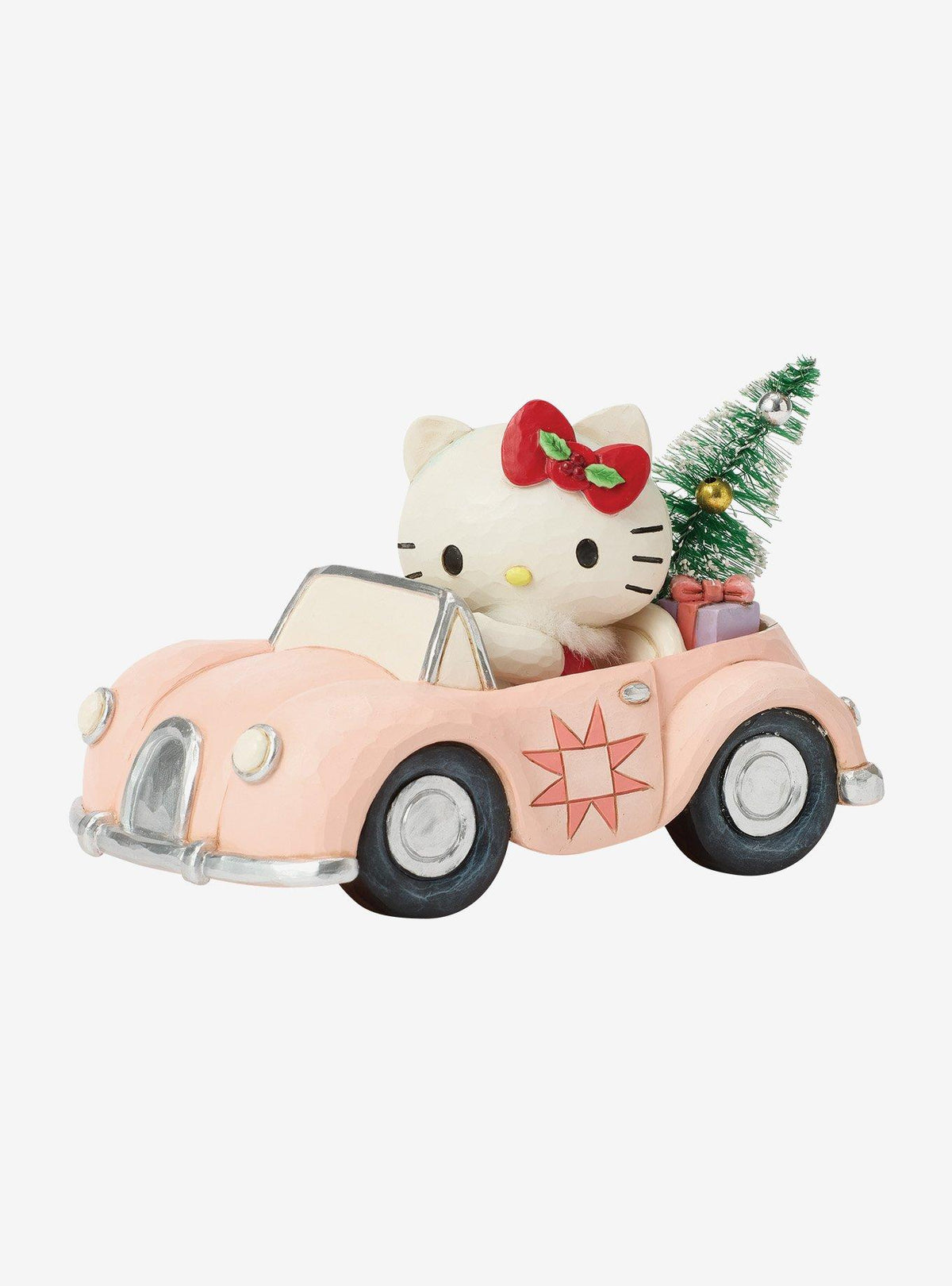 Figura navideña de Hello Kitty en auto