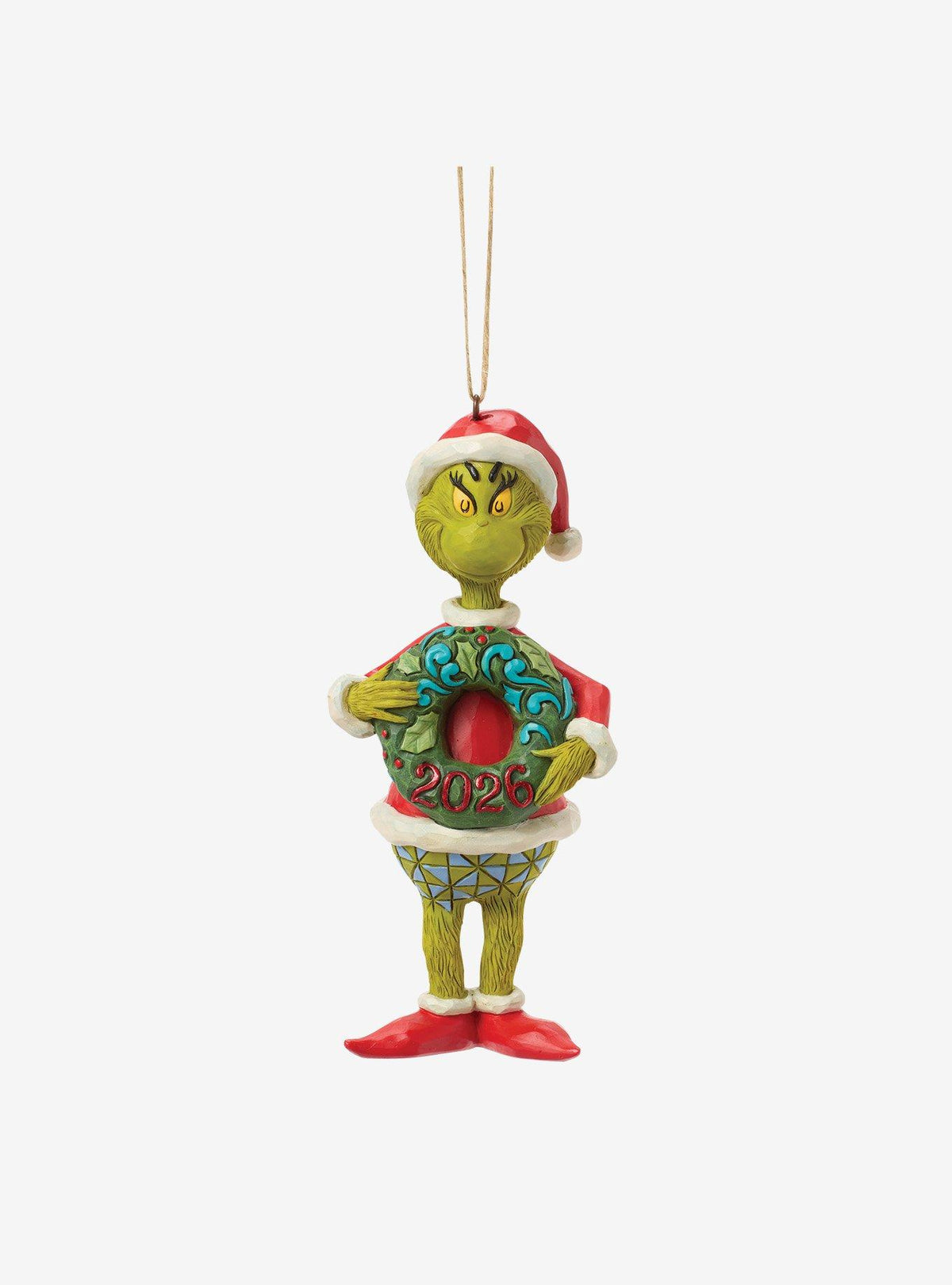 Adorno colgante del Grinch con corona 2026 - Jim Shore