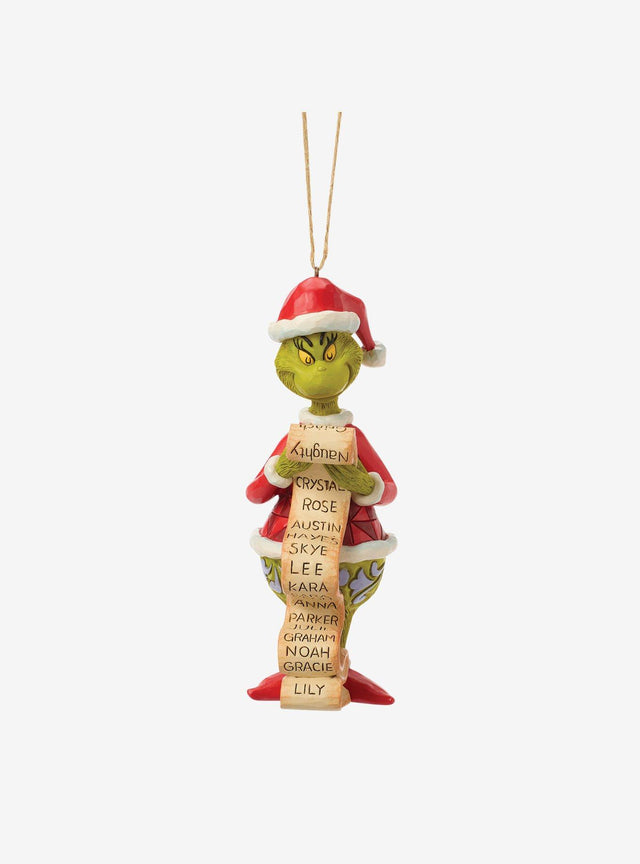 Adorno colgante del Grinch con su lista