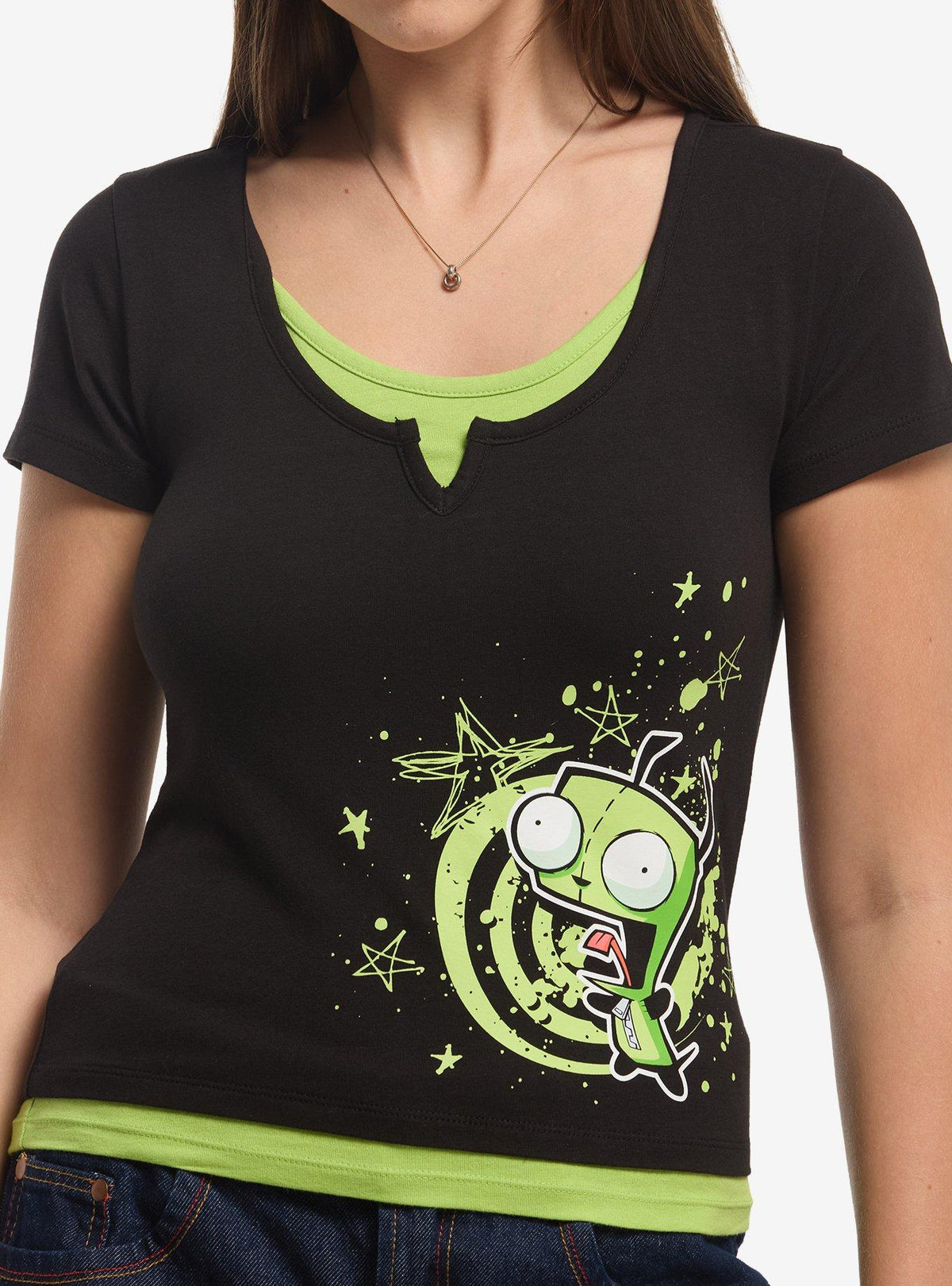 Polera Invader Zim GIR estilo superpuesto