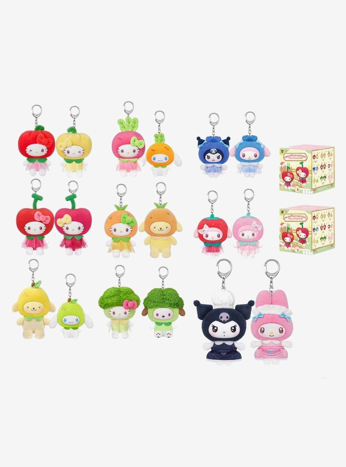 Set sorpresa de colgantes frutales Hello Kitty y amigos