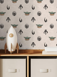 Papel mural autoadhesivo Star Wars: The Mandalorian y Grogu