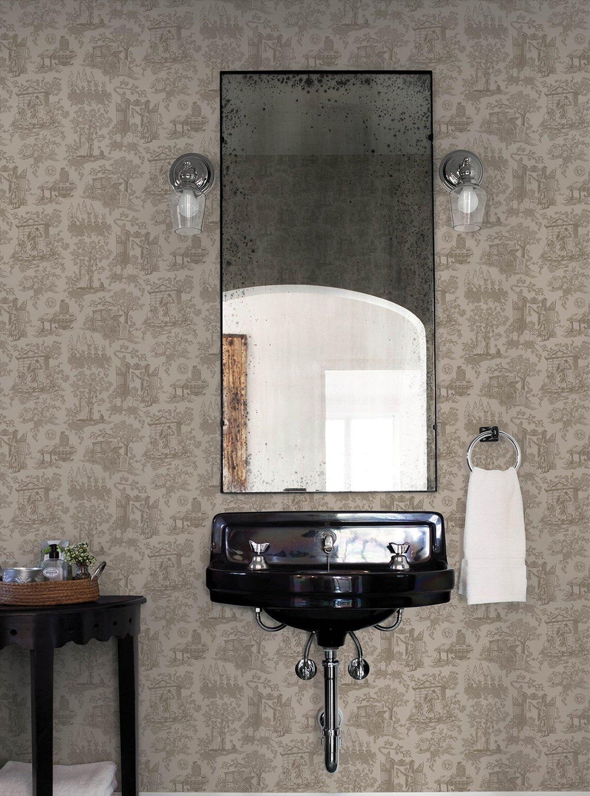 Papel mural autoadhesivo Disney Haunted Mansion Toile Taupe